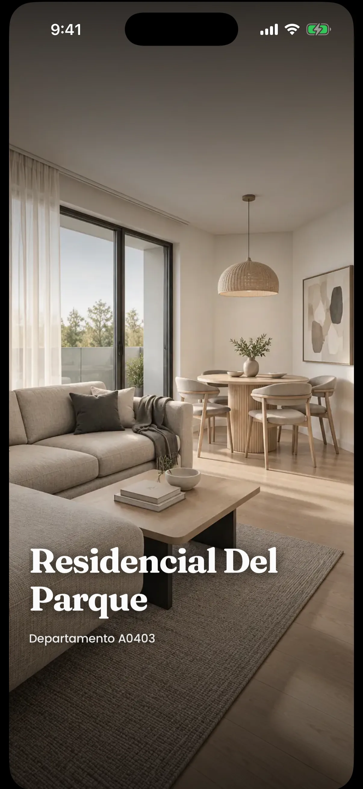 Sus departamentos: la pantalla con la que abre la app